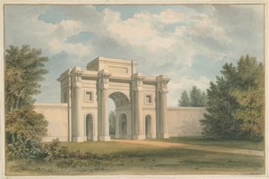 Leicestershire - Casa Gopsall - O Portal, 1820 de John Buckler