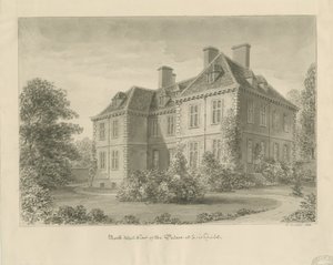 Lichfield - Palácio do Bispo em The Close: desenho sépia de John Buckler