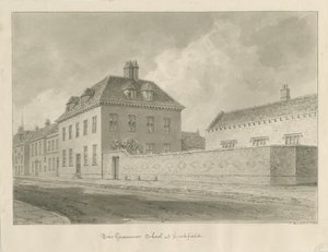 Lichfield - Escola de Gramática: desenho sépia de John Buckler