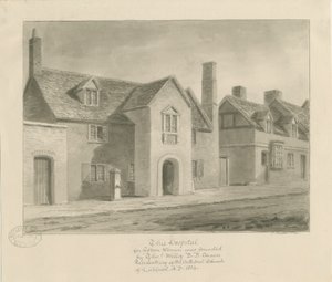 Lichfield - Hospital para Mulheres: desenho sépia de John Buckler