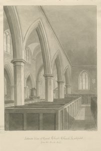 Lichfield - Interior da Igreja de St. Chad: desenho sépia de John Buckler