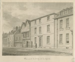 Lichfield - Biblioteca: desenho em sépia, 1833 de John Buckler