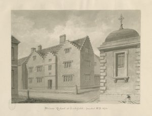 Lichfield - Escola de Menores: desenho sépia de John Buckler