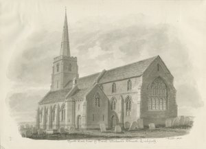 Lichfield - Igreja de São Miguel: desenho sépia de John Buckler