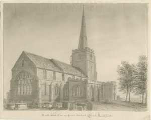 Lichfield - Igreja de São Miguel: desenho sépia de John Buckler