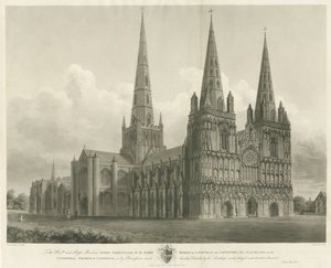 Catedral de Lichfield - Noroeste Vista: gravura, [1807] de John Buckler