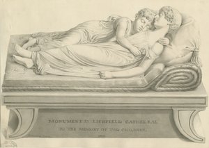Catedral de Lichfield - "As Crianças Adormecidas": desenho sépia, nd [19º cent] (desenho) de John Buckler