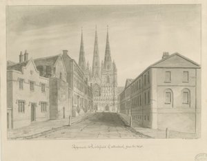 Catedral de Lichfield : desenho sépia de John Buckler