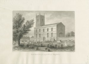 Igreja Longnor - &39;St. Giles &39;[St Batholomew]: desenho em sépia de John Buckler