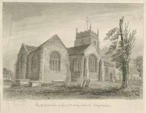 Igreja Madeley: desenho de lavagem sépia de John Buckler