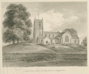 Igreja Madeley: desenho de lavagem sépia de John Buckler