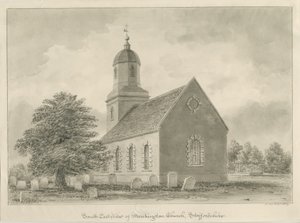 Igreja Marchington: desenho sépia de John Buckler