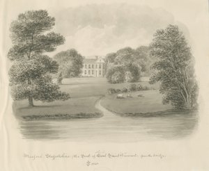 Meaford Hall: desenho de lavagem sépia de John Buckler