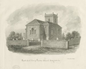 Igreja Norton-in-the-Moors: desenho de lavagem sépia de John Buckler