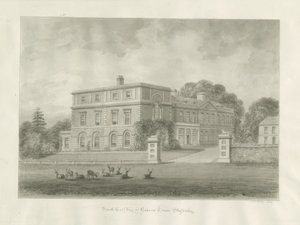 Okeover Hall: desenho em sépia, 1847 de John Buckler
