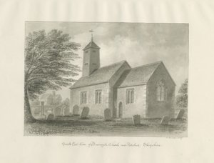 Patshull - Igreja Boningale: desenho de lavagem sépia de John Buckler