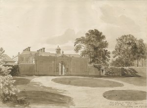 Patshull House: desenho em sépia, nd [1820] de John Buckler
