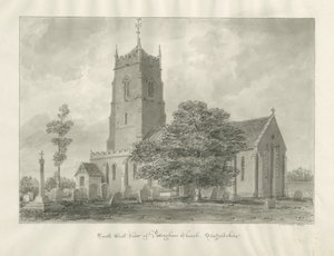 Igreja Pattingham: desenho sépia de John Buckler