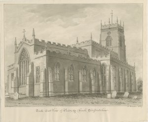 Igreja de Penkridge: desenho em sépia, 1837 de John Buckler