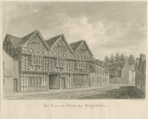 Penkridge Town - Old House: desenho em sépia de John Buckler