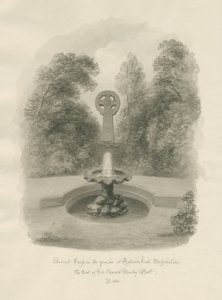 Rolleston Hall - Cruz antiga: desenho em sépia, 1848 de John Buckler