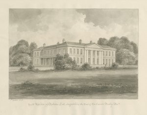 Rolleston Hall: desenho sépia de John Buckler