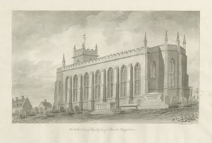 Igreja Rowley Regis: desenho em sépia, 1847 de John Buckler