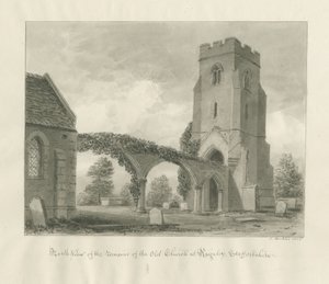 Igreja Rugeley (Antiga): desenho sépia de John Buckler