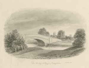 Rugeley Town - Ponte: desenho sépia, 1842 de John Buckler