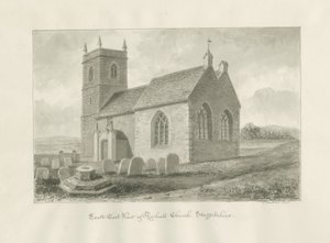 Igreja Rushall: desenho sépia, 1845 de John Buckler