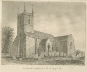 Igreja de Shenstone: desenho em sépia de John Buckler