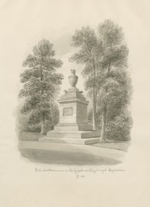 Shugborough - Monumento ao Gato: desenho sépia de John Buckler