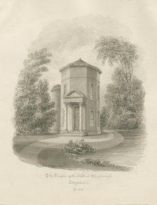 Shugborough - Templo dos Ventos: desenho em sépia, 1843 de John Buckler