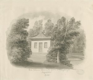 Shugborough - A Sala Chinesa: desenho de lavagem sépia de John Buckler