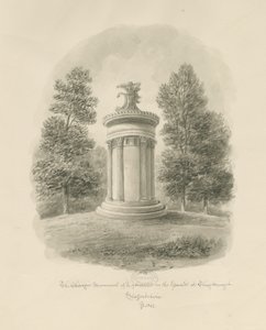 Shugborough - O Monumento Corágico de Lisócrates: desenho sépia de John Buckler