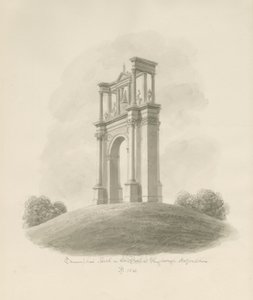 Shugborough - Arco do Triunfo: desenho em sépia de John Buckler