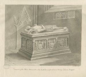 Stafford - Monumento Aston na Igreja de Santa Maria: desenho em sépia de John Buckler