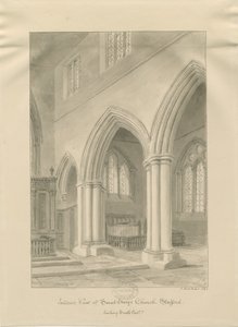Stafford - Interior da Igreja de Santa Maria: desenho em sépia, 1841 de John Buckler