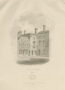 Stafford - Old Bank in Market Square: desenho em sépia de John Buckler
