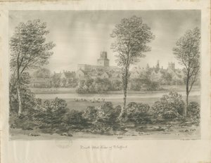 Stafford - South West View: desenho sépia de John Buckler