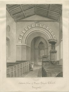 Stafford - Igreja de St. Chad: desenho em sépia, 1844 de John Buckler