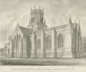 Stafford - Igreja de Santa Maria: desenho sépia de John Buckler
