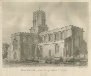 Stafford - Igreja de Santa Maria: desenho em sépia, 1837 de John Buckler