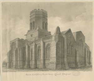 Stafford - Igreja de Santa Maria: desenho em sépia, 1837 de John Buckler