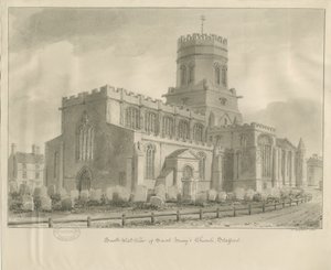 Stafford - Igreja de Santa Maria: desenho em sépia, 1841 de John Buckler