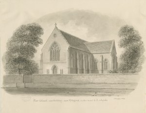 Stafford - St. Paul&39;s Church, Forebridge: desenho em sépia de John Buckler