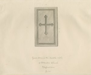 Igreja Standon - Lápide: desenho em sépia de John Buckler