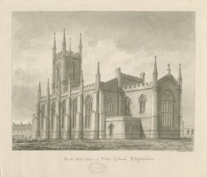 Stoke-upon-Trent Church [Novo]: desenho sépia de John Buckler