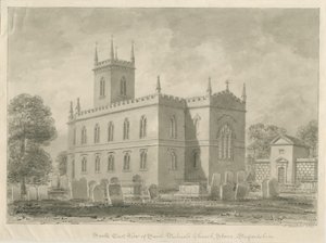 Igreja de Pedra - &39;St. Michael&39;s &39;: desenho sépia de John Buckler