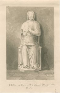 Igreja Swynnerton - Estátua de Jesus Cristo: desenho de sepia wash de John Buckler